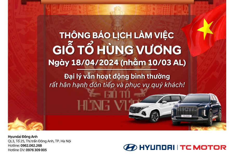 THÔNG BÁO LỊCH LÀM VIỆC NGÀY GIỖ TỔ HÙNG VƯƠNG